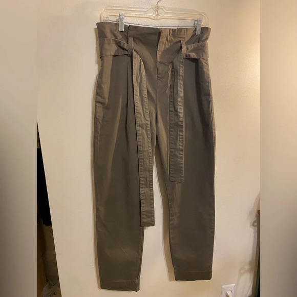 FRAME||  Commander Olive Green Paper Bag WaistTwill Ankle Pants Size 27 - Picture 1 of 10
